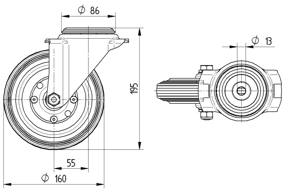 Swivel castor 160 mm - 3