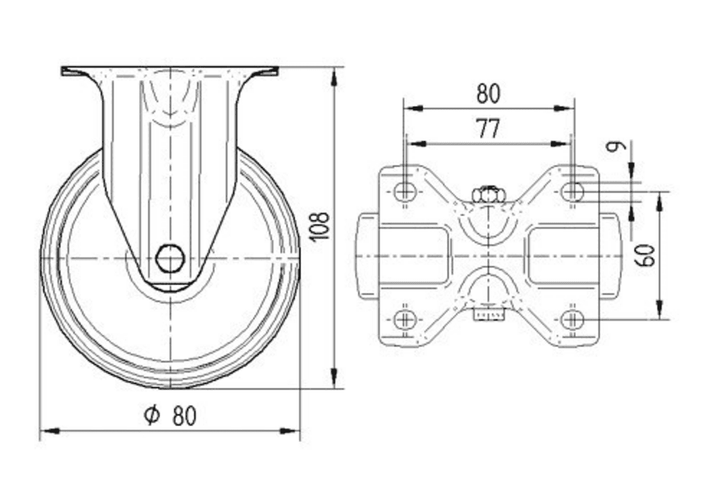 Fixed castor 80 mm - 3