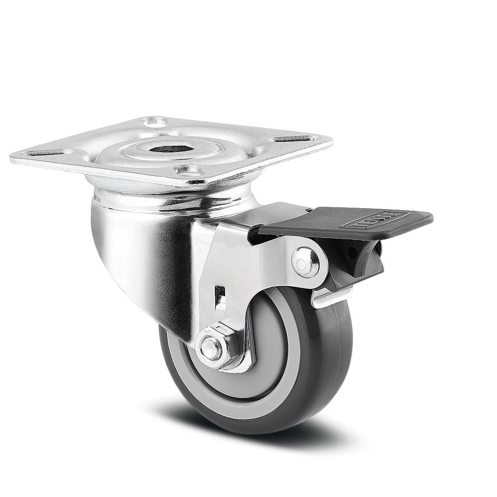 Περιστρεφόμενη ρόδα με φρένο, Ø50mm, Γαλβανιζέ