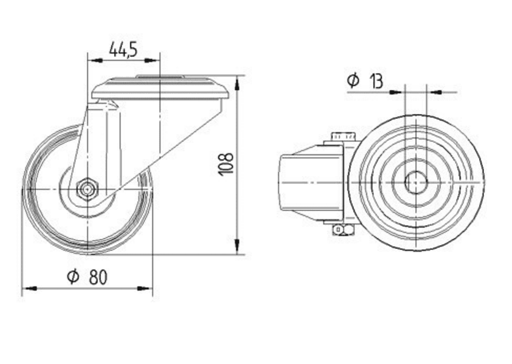 Περιστρεφόμενη ρόδα, Ø80mm - 3
