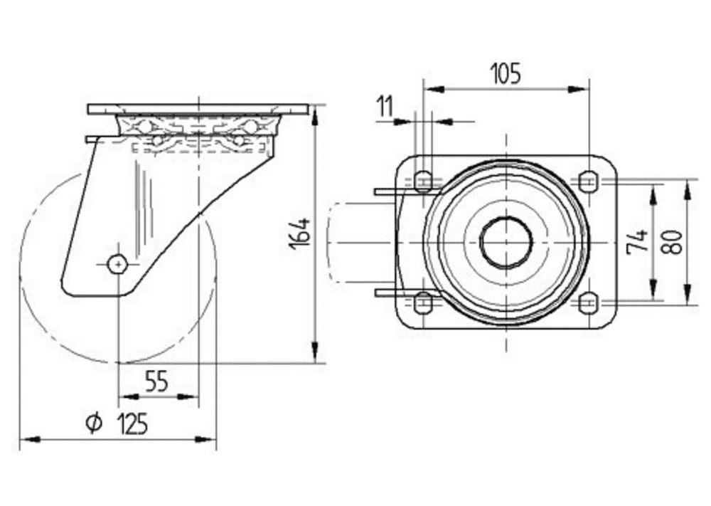 Περιστρεφόμενη ρόδα, Ø125mm - 4