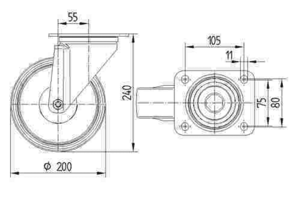 Swivel castor 200 mm - 4
