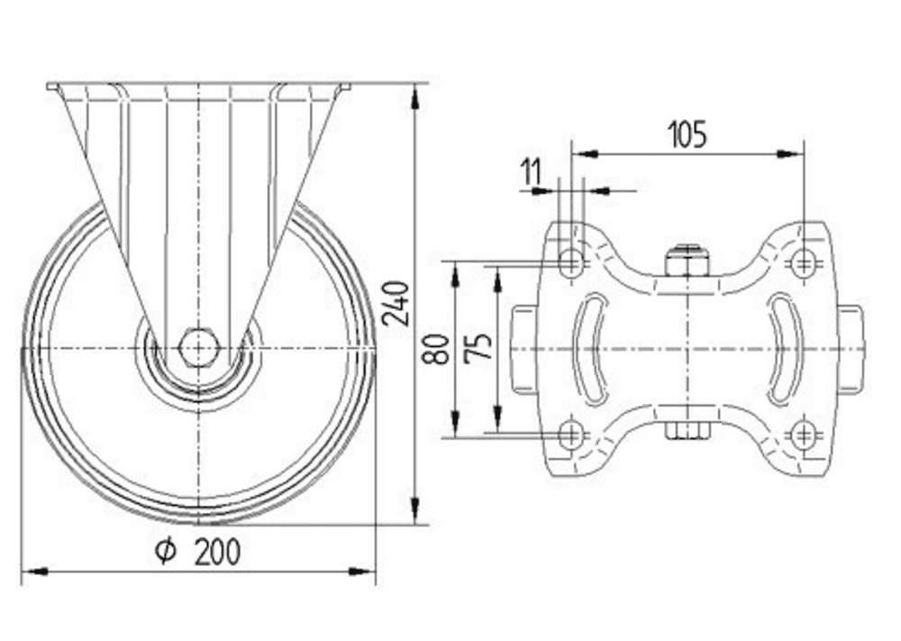Fixed castor 200 mm - 3