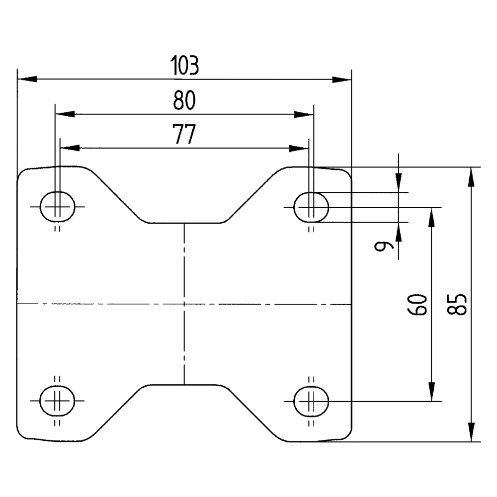 Fixed castor 80 mm - 2