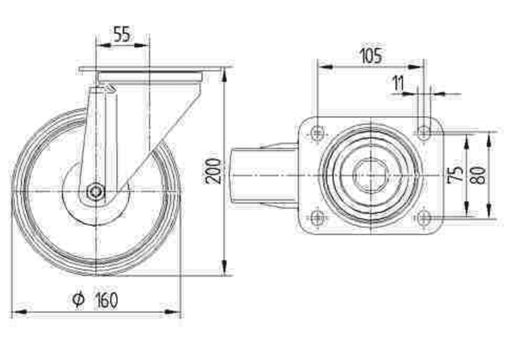 Swivel castor 160 mm - 4