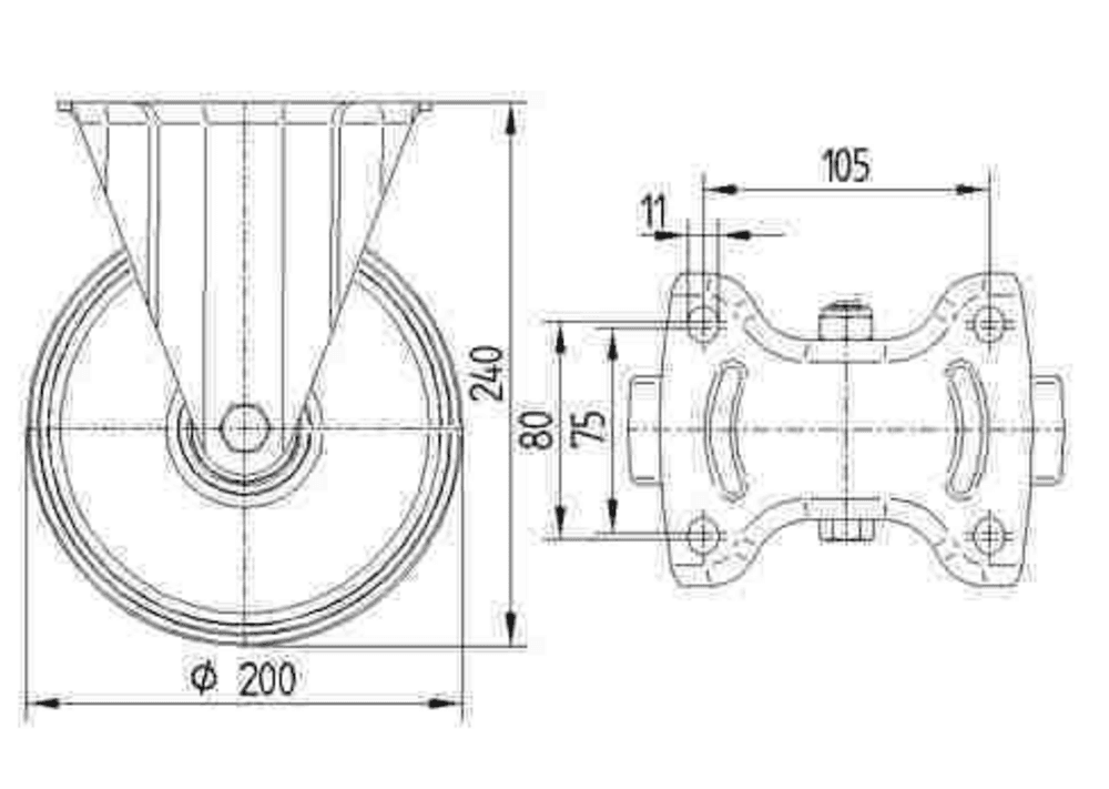 Fixed castor 200 mm - 3